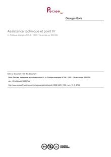 Assistance technique et point IV - article ; n°5 ; vol.15, pg 533-550