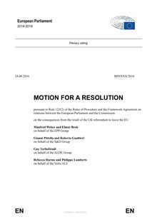 Proposition de résolution UE sur le Brexit
