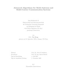 Advanced algorithms for multi-antenna and multi-carrier communication systems [Elektronische Ressource] / von Yue Rong