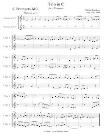 Partition trompettes 2/3 (C), trompette Trio en C major, C major