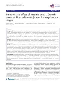 Parasitostatic effect of maslinic acid. I. Growth arrest of Plasmodium falciparumintraerythrocytic stages