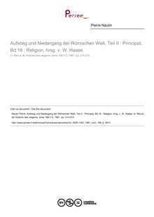 Aufstieg und Niedergang der Römischen Welt, Teil II : Principat, Bd 16 : Religion, hrsg. v. W. Haase  ; n°2 ; vol.198, pg 214-215