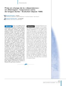 Prise en charge de la « dépendance » en Allemagne : l’assurance soins de longue durée – Évolution depuis 1995 - article ; n°2 ; vol.1, pg 123-132