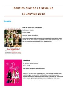 Sorties cinéma de la semaine du 18 janvier 2012