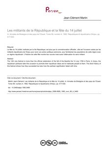 Les militants de la République et la fête du 14 juillet - article ; n°4 ; vol.99, pg 517-530