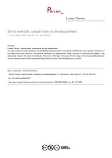 Santé mentale, coopération et développement - article ; n°187 ; vol.47, pg 509-525