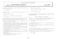 Mathématiques 1 2001 Classe Prepa MP Concours Centrale-Supélec