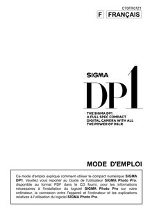 Notice Appareil Photo numériques Sigma Photo  DP1