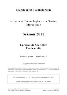 Bac 2012 STG Mercatique