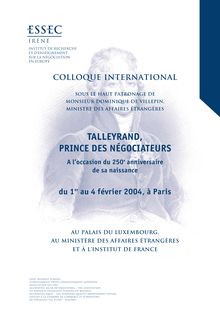 Programme du colloque "Talleyrand  Prince des Négociateurs ...