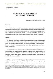 Cerámica Campaniense en la Corduba romana