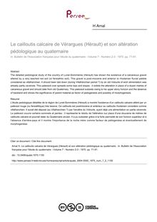 Le cailloutis calcaire de Vérargues (Hérault) et son altération pédologique au quaternaire  - article ; n°2 ; vol.7, pg 71-91