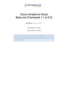 Cours complet en Visual Basic.net (Framework 1.1 et 2.0)