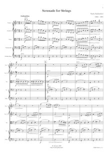 Partition complète, Serenade pour cordes, G minor, Kalinnikov, Vasily