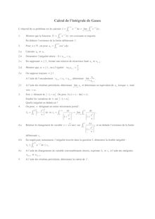 Sujet : Analyse, Calcul de l intégrale de Gauss