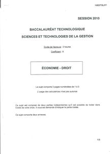 Economie - Droit 2010 S.T.G (Mercatique) Baccalauréat technologique