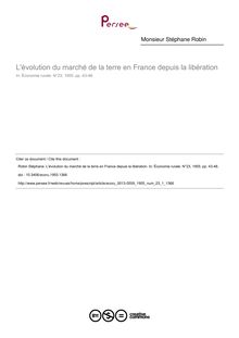 L évolution du marché de la terre en France depuis la libération - article ; n°1 ; vol.23, pg 43-48