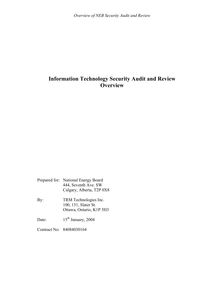 Information Technology Security Audit and Review Overview - 15 January 2004