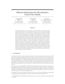 Efficient Optimization for Discriminative Latent Class Models