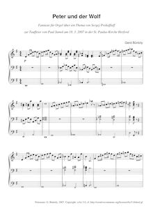 Partition complète, Peter und der Wolf, Fantasie für Orgel, G major