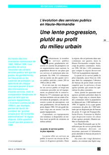 L évolution des services publics en Haute-Normandie : Une lente progression, plutôt au profit du milieu urbain  