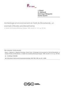 Archéologie et environnement en forêt de Broceliande, un exemple d études pluridisciplinaires - article ; n°10 ; vol.86, pg 397-403