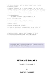 Madame Bovary - A Tale of Provincial Life