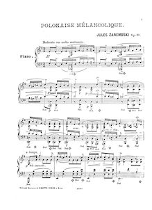 Partition complète, Polonaise mélancolique, Op.10, Zarębski, Juliusz