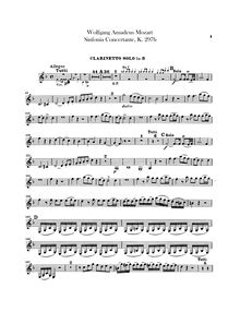 Partition clarinette Solo (en B♭), Sinfonia concertante, Sinfonia Concertante