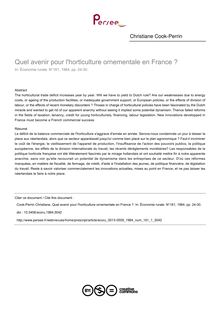 Quel avenir pour l horticulture ornementale en France ? - article ; n°1 ; vol.161, pg 24-30