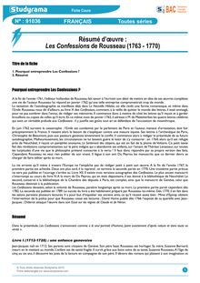 Fiche de révision BAC Français - Résumé : Les Confessions de Rousseau