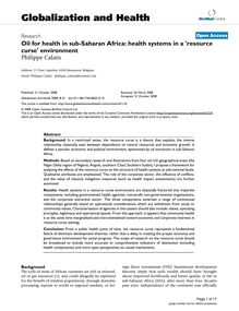 Oil for health in sub-Saharan Africa: health systems in a  resource curse  environment