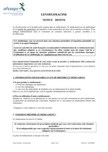 Notices Biotox des médicaments - Levofloxacine 24/10/2008