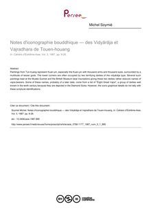 Notes d iconographie bouddhique — des Vidyārāja et Vajradhara de Touen-houang - article ; n°1 ; vol.3, pg 9-26