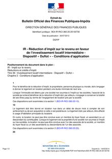 Dispositif « Duflot » - Conditions d’application