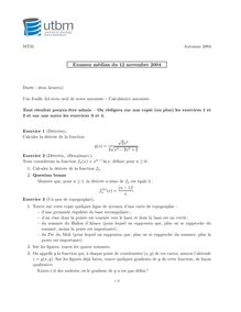 UTBM 2004 mt31 mathematiques : applications semestre 1 partiel