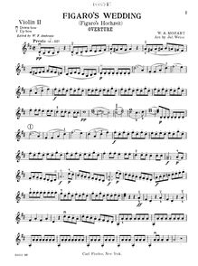 Partition violon 2, Le nozze di Figaro, The Marriage of Figaro, D major