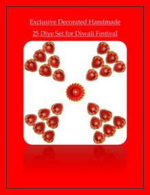 Exclusive Decorated Handmade 25 Diye Set For Diwali Festival