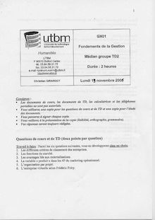Fondements de la gestion 2006 Université de Technologie de Belfort Montbéliard
