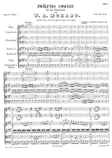 Partition complète, Piano Concerto No.12, A major, Mozart, Wolfgang Amadeus