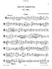 Partition de violoncelle, Air et Gavotte, Op.26, Air et Gavotte Pour le violoncelle avec accompagnement de piano, Op.26