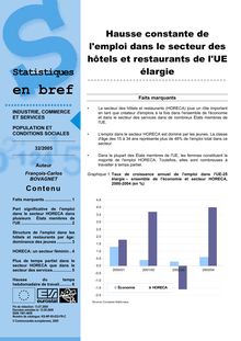 Hausse constante de l emploi dans le secteur des hôtels et restaurants de l UE élargie