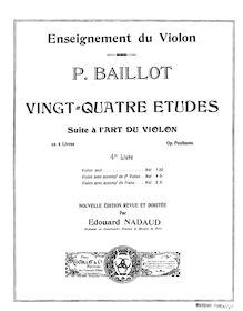 Partition Book 4, Etudes 19-24, pour Art of pour violon, Baillot, Pierre