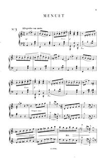 Partition No.3 - Menuet, 5 pièces pour piano, Bonis, Mel