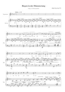 Partition , Regen en der Dämmerung, 4 chansons nach Texten von Hugo von Hofmannsthal, Op.27