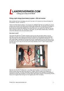 Fitting a split charge (dual battery) system + 220 volt inverter