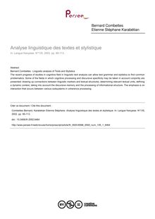 Analyse linguistique des textes et stylistique - article ; n°1 ; vol.135, pg 95-113