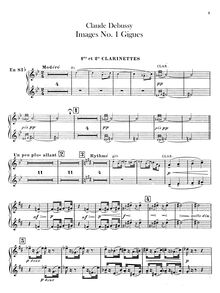 Partition clarinette 1/2, 3, basse clarinette (B♭), Images, Debussy, Claude