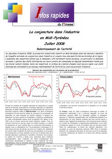 La conjoncture dans l industrie en Midi-Pyrénées - juillet 2008