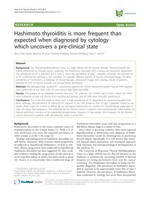 Hashimoto thyroiditis is more frequent than expected when diagnosed by cytology which uncovers a pre-clinical state